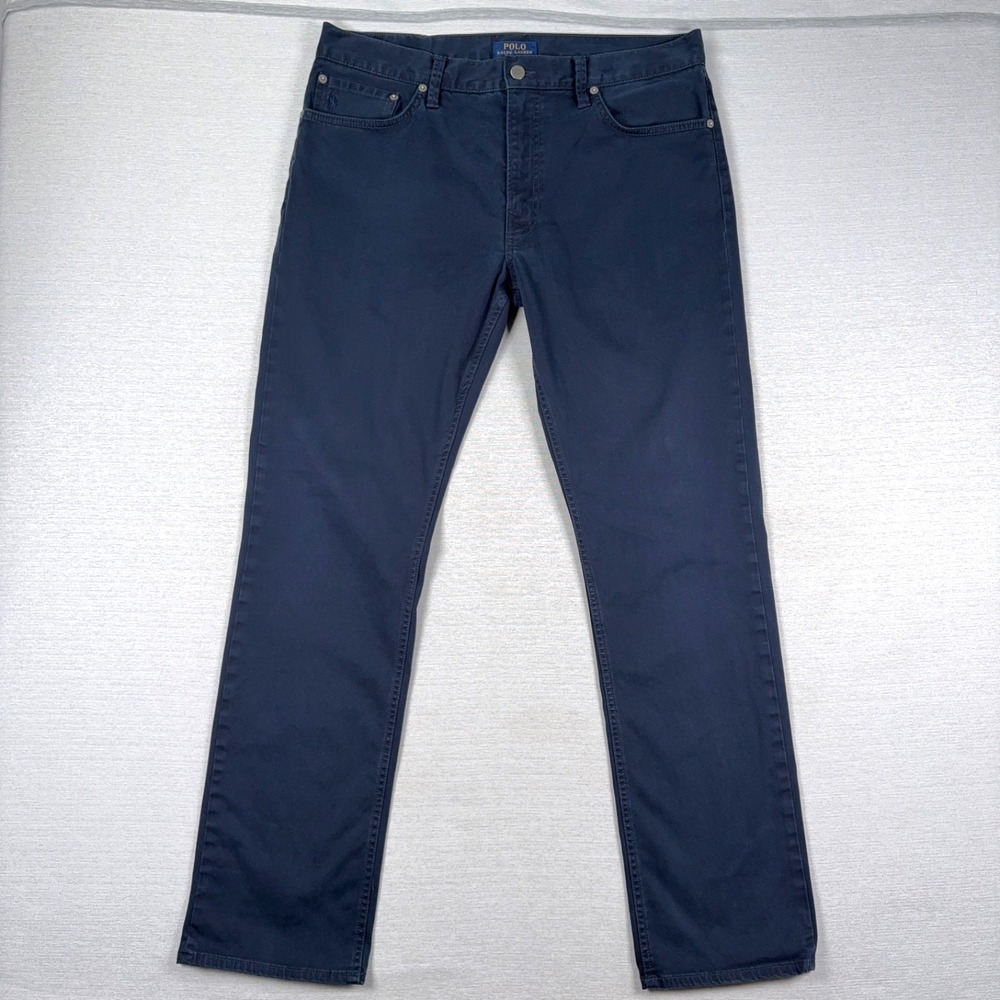 Polo Ralph Lauren Varick Slim Straight Pants Mens 34x32 Blue Cotton Elastane